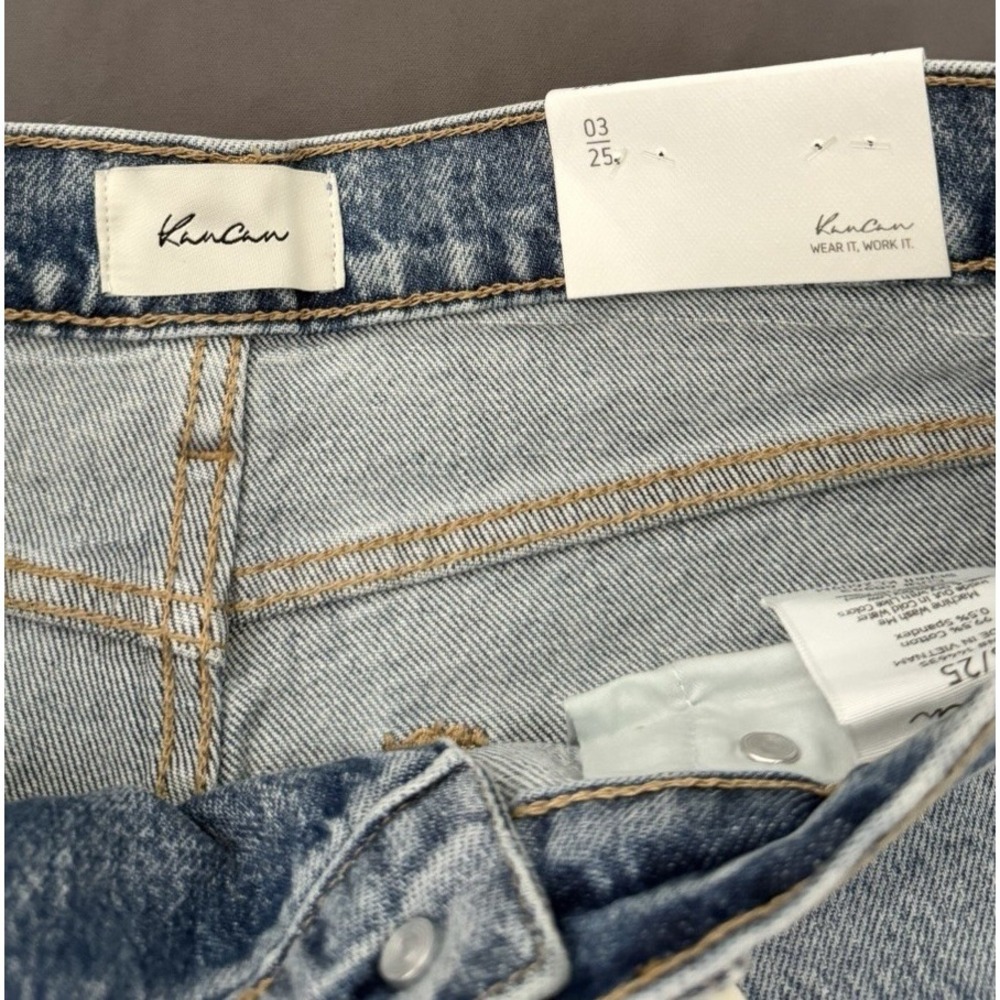 KanCan Jeans Womens 3/25 Light Wash Crossover Wide Leg Distressed High Rise NEW! - Picture 4 of 14